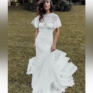 Elegant White Lace Gown